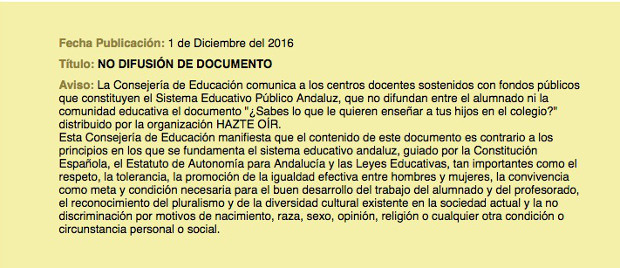 Escrito de la Junta de Andalucía.